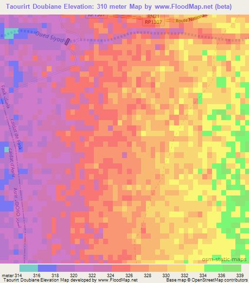 Taourirt Doubiane,Morocco Elevation Map