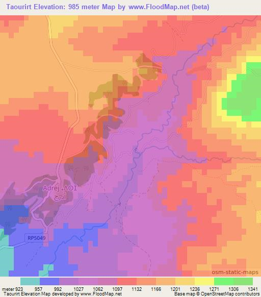 Taourirt,Morocco Elevation Map