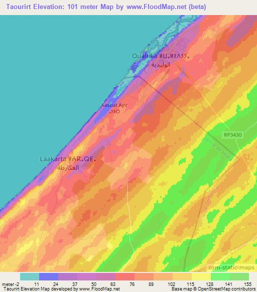 Taourirt,Morocco Elevation Map