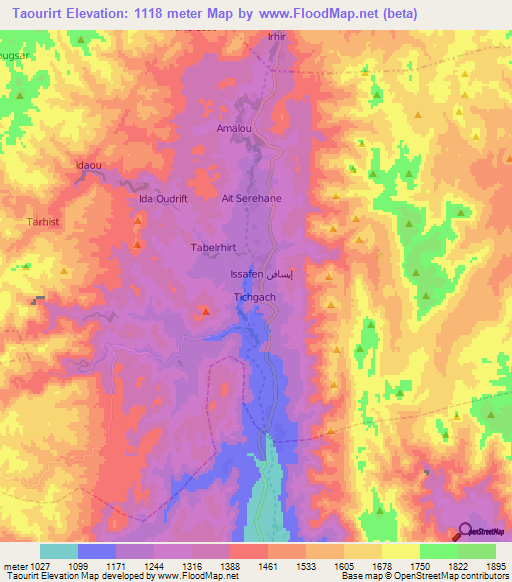 Taourirt,Morocco Elevation Map