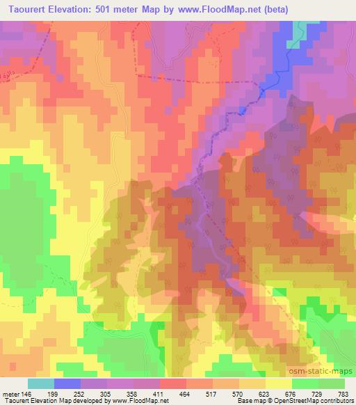 Taourert,Morocco Elevation Map