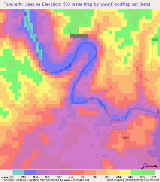 Taourarht Jissaine,Morocco Elevation Map