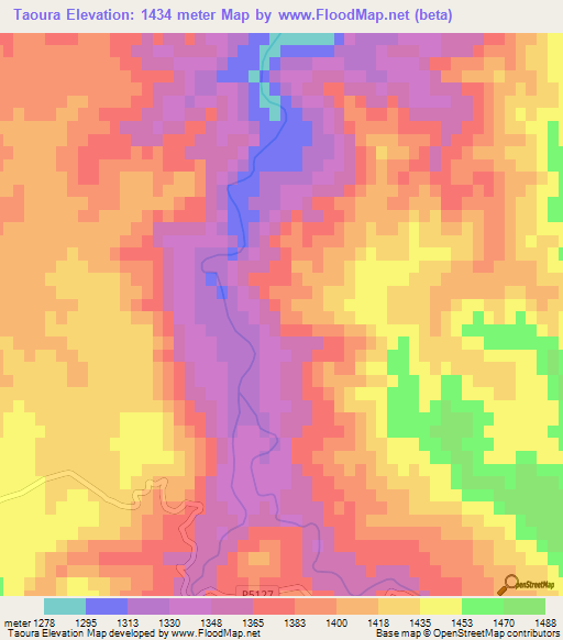 Taoura,Morocco Elevation Map