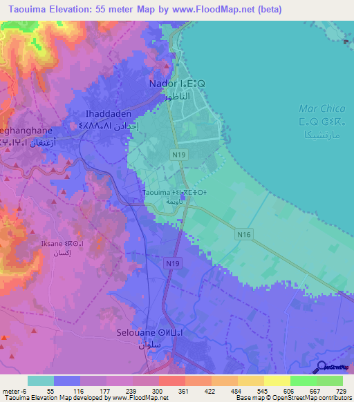 Taouima,Morocco Elevation Map