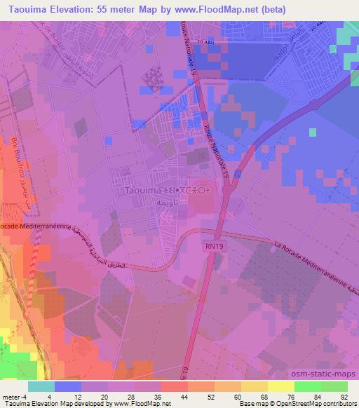 Taouima,Morocco Elevation Map