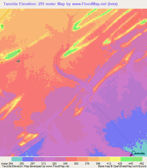 Tanzida,Morocco Elevation Map