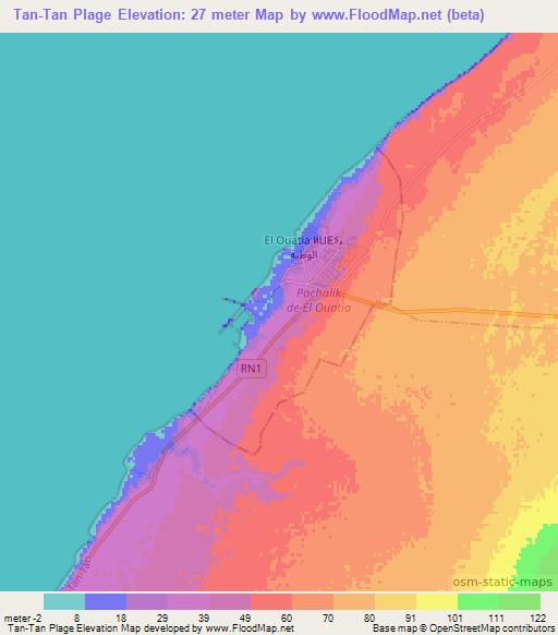 Tan-Tan Plage,Morocco Elevation Map