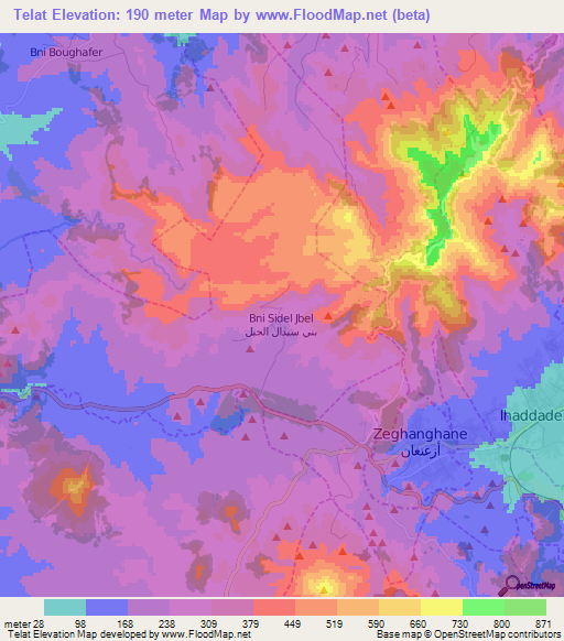 Telat,Morocco Elevation Map