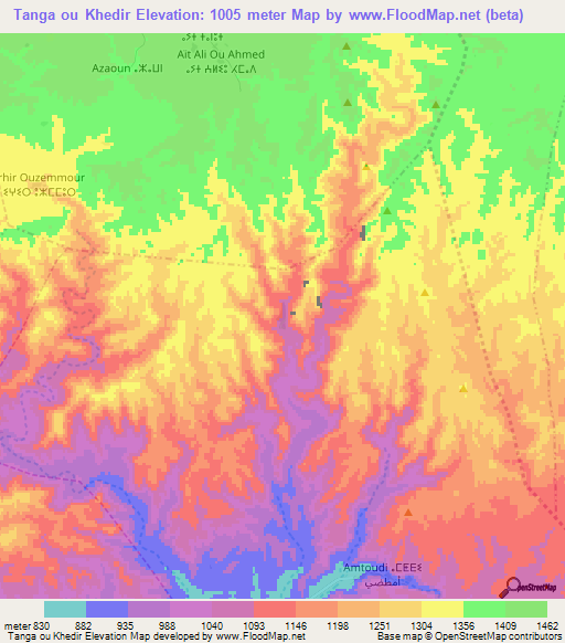 Tanga ou Khedir,Morocco Elevation Map