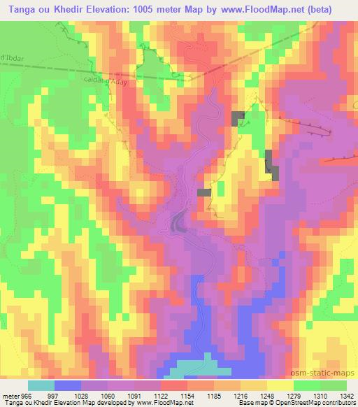 Tanga ou Khedir,Morocco Elevation Map