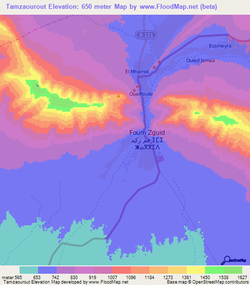 Tamzaourout,Morocco Elevation Map