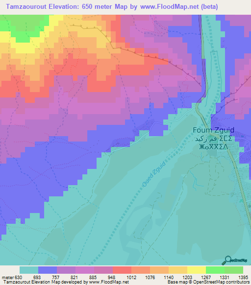 Tamzaourout,Morocco Elevation Map