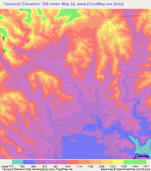 Tamsoult,Morocco Elevation Map