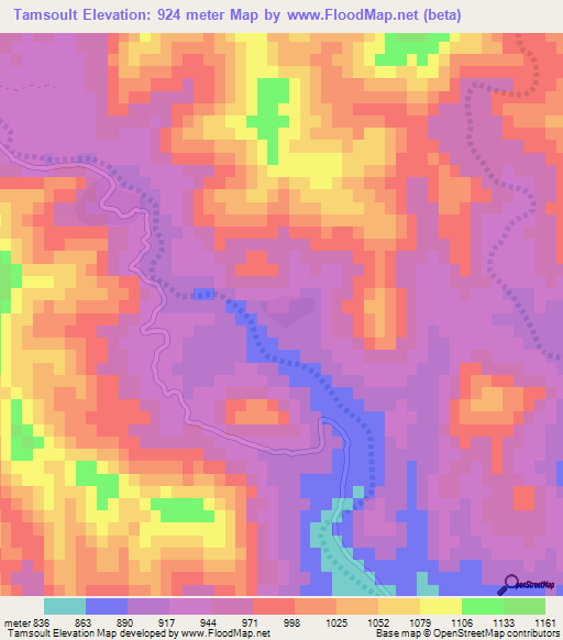 Tamsoult,Morocco Elevation Map