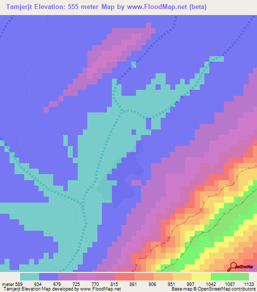 Tamjerjt,Morocco Elevation Map