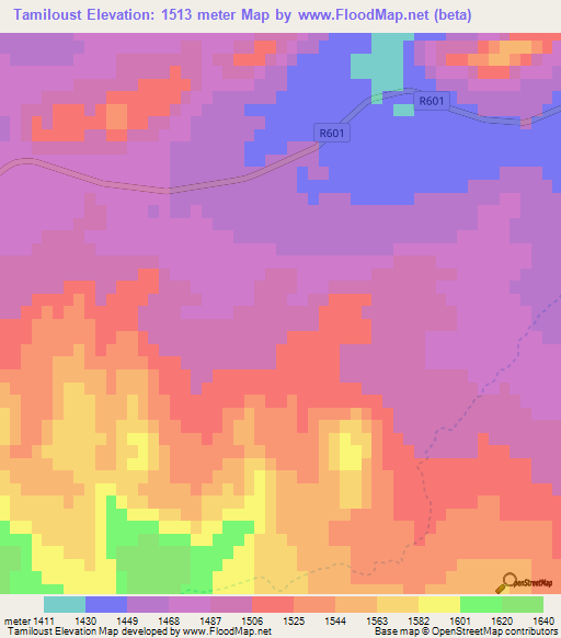 Tamiloust,Morocco Elevation Map