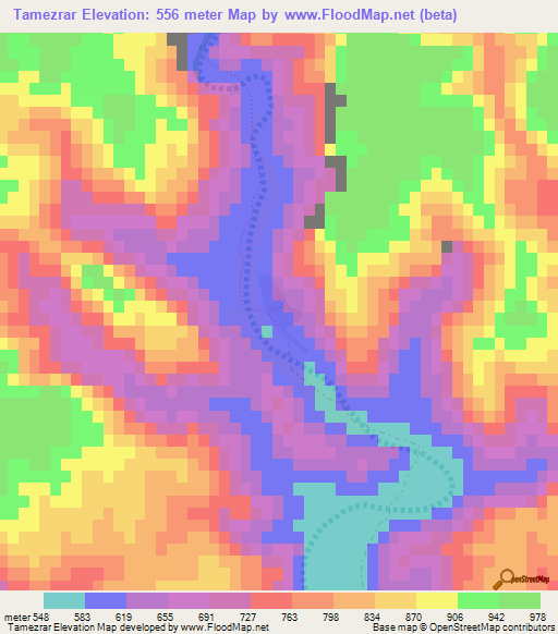 Tamezrar,Morocco Elevation Map