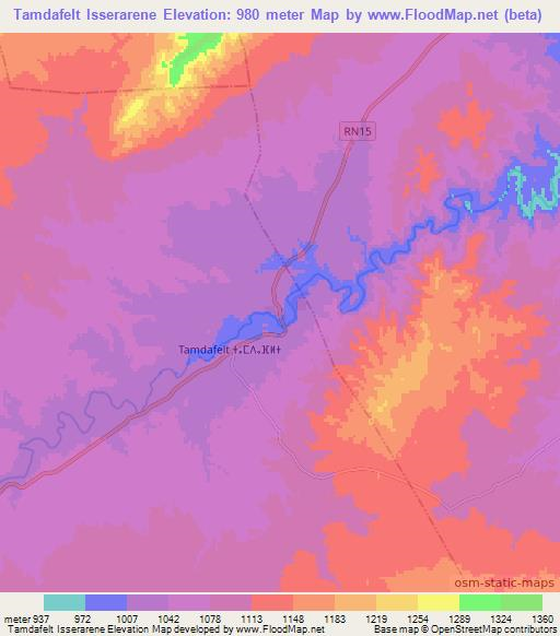 Tamdafelt Isserarene,Morocco Elevation Map