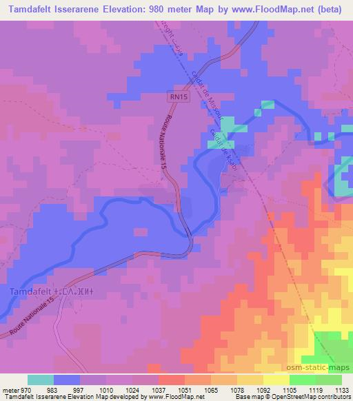 Tamdafelt Isserarene,Morocco Elevation Map