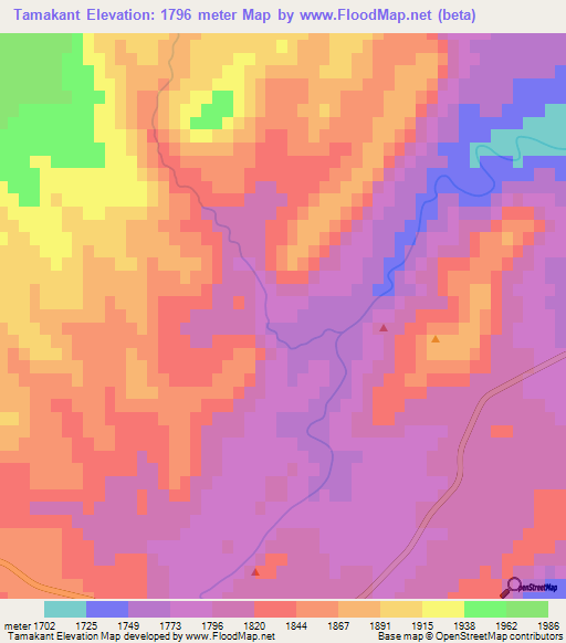 Tamakant,Morocco Elevation Map