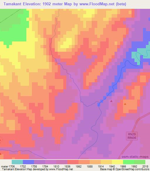 Tamakant,Morocco Elevation Map