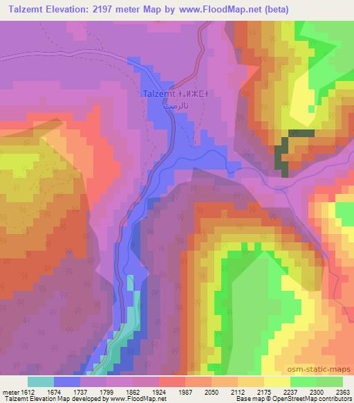 Talzemt,Morocco Elevation Map