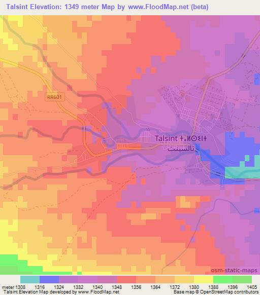 Talsint,Morocco Elevation Map