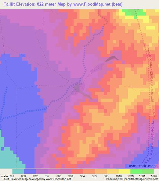 Talilit,Morocco Elevation Map