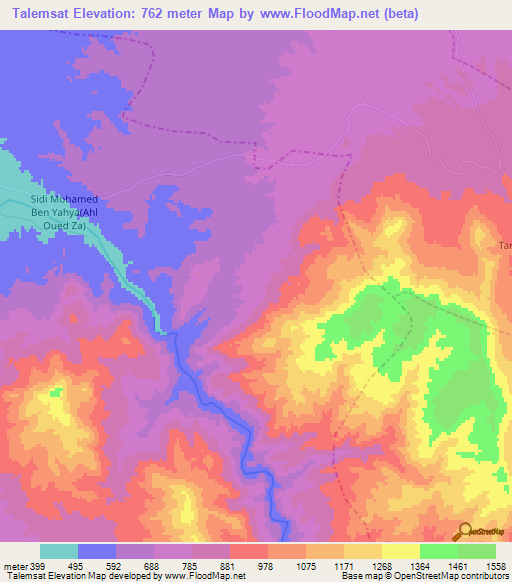 Talemsat,Morocco Elevation Map