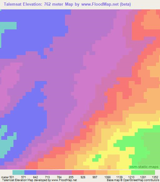 Talemsat,Morocco Elevation Map