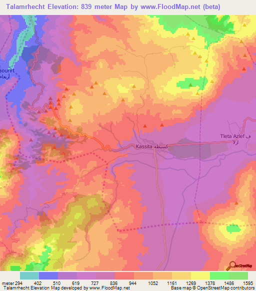 Talamrhecht,Morocco Elevation Map