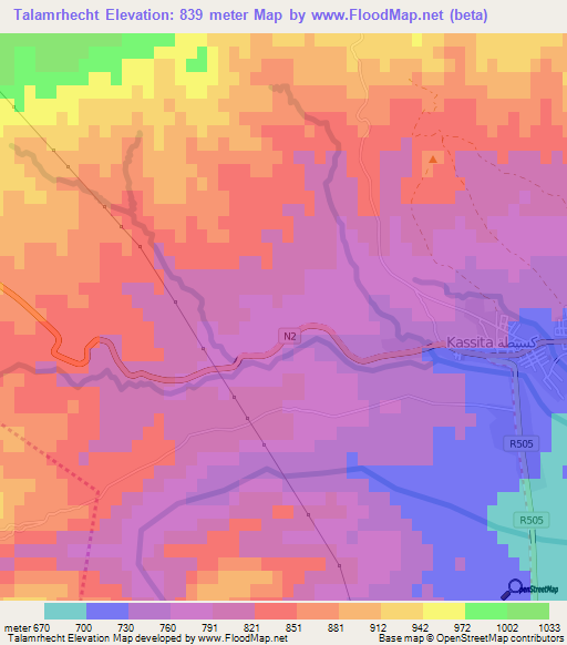 Talamrhecht,Morocco Elevation Map