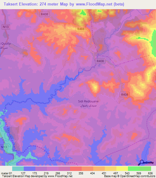 Taksert,Morocco Elevation Map