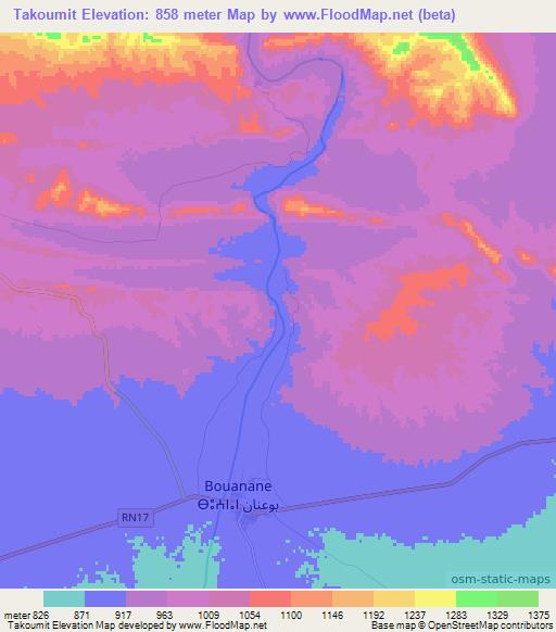 Takoumit,Morocco Elevation Map