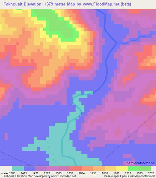 Takhoualt,Morocco Elevation Map