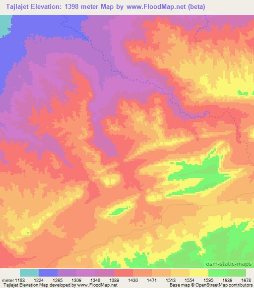 Tajlajet,Morocco Elevation Map