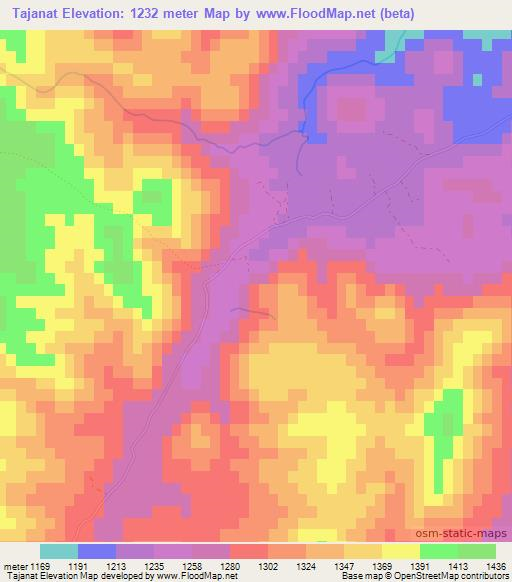 Tajanat,Morocco Elevation Map