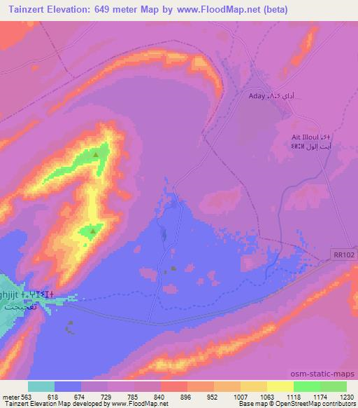 Tainzert,Morocco Elevation Map