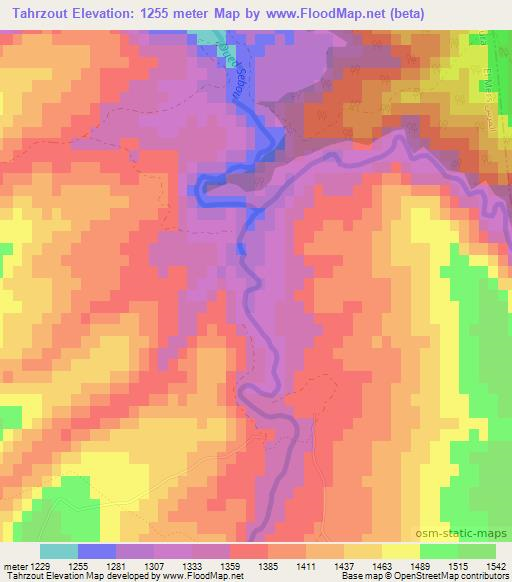 Tahrzout,Morocco Elevation Map