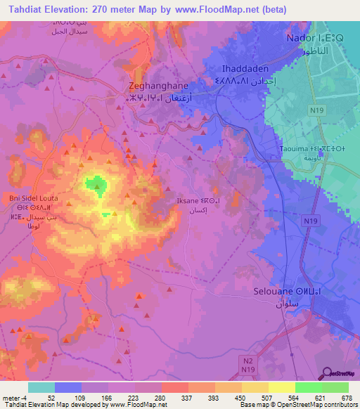 Tahdiat,Morocco Elevation Map