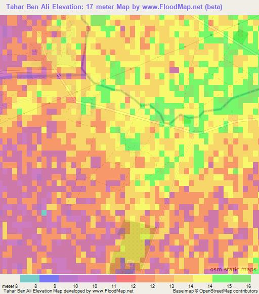 Tahar Ben Ali,Morocco Elevation Map