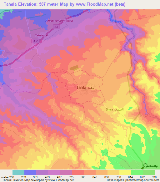 Tahala,Morocco Elevation Map