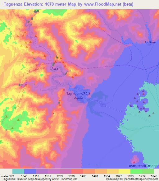 Taguenza,Morocco Elevation Map