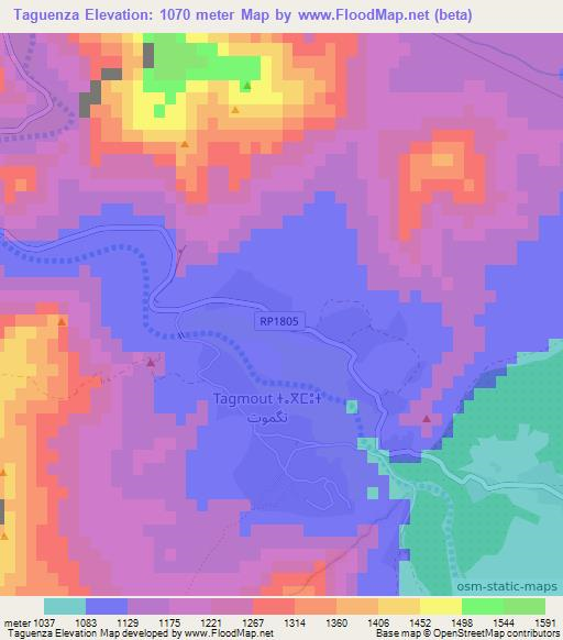 Taguenza,Morocco Elevation Map