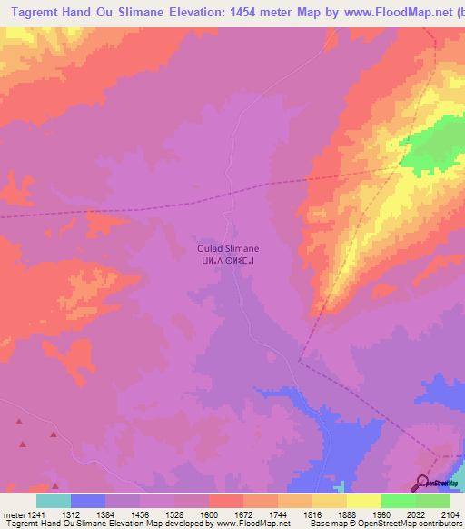 Tagremt Hand Ou Slimane,Morocco Elevation Map