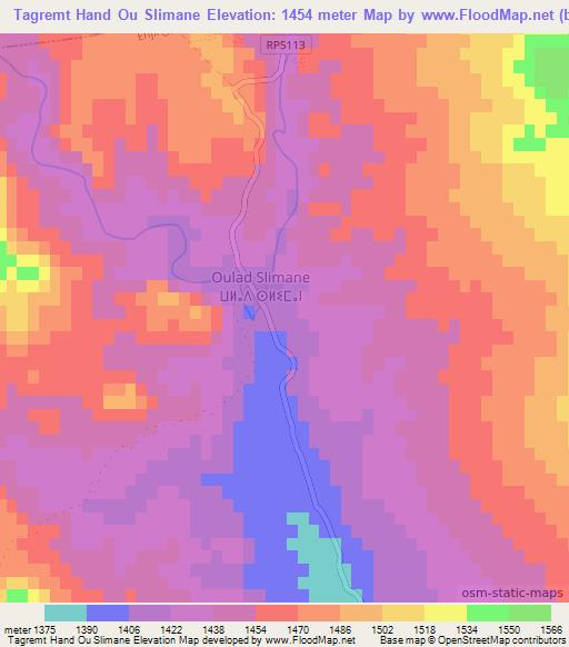 Tagremt Hand Ou Slimane,Morocco Elevation Map