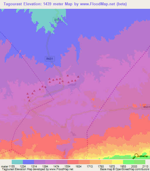 Tagourast,Morocco Elevation Map