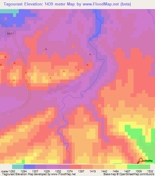 Tagourast,Morocco Elevation Map