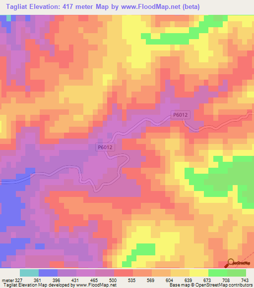 Tagliat,Morocco Elevation Map