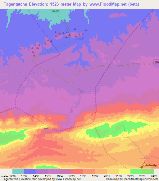 Tagentatcha,Morocco Elevation Map